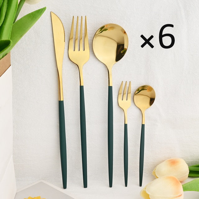 30Pcs Dinnerware Set Flatware Cutlery Set Stainless Steel Tableware | Bowlift