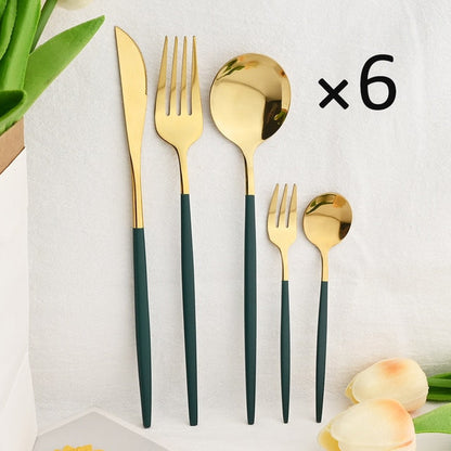 30Pcs Dinnerware Set Flatware Cutlery Set Stainless Steel Tableware | Bowlift