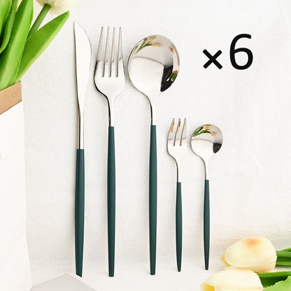 30Pcs Dinnerware Set Flatware Cutlery Set Stainless Steel Tableware | Bowlift