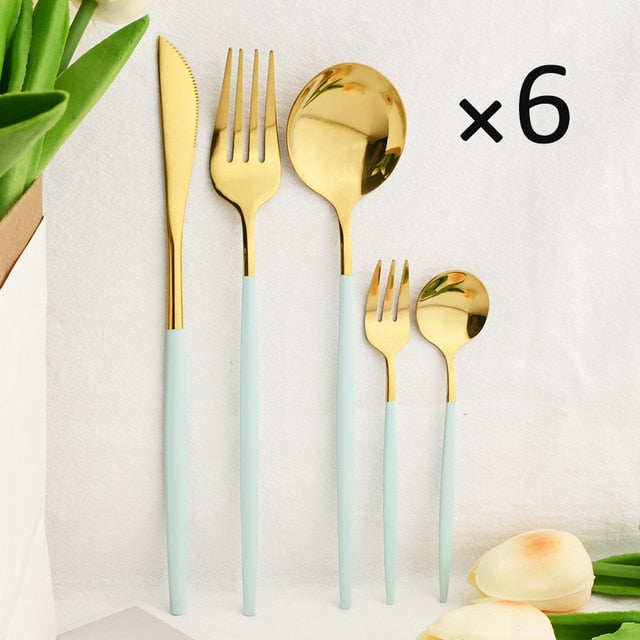 30Pcs Dinnerware Set Flatware Cutlery Set Stainless Steel Tableware | Bowlift