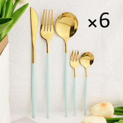 30Pcs Dinnerware Set Flatware Cutlery Set Stainless Steel Tableware | Bowlift