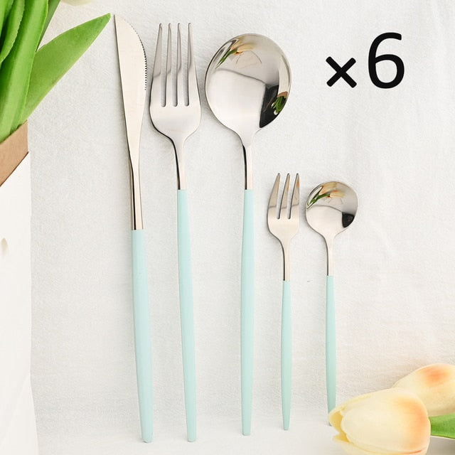 30Pcs Dinnerware Set Flatware Cutlery Set Stainless Steel Tableware | Bowlift
