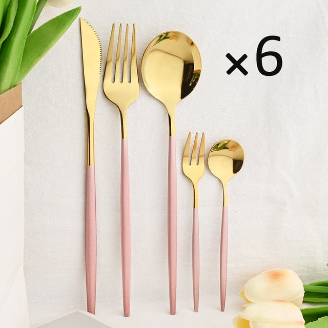 30Pcs Dinnerware Set Flatware Cutlery Set Stainless Steel Tableware | Bowlift