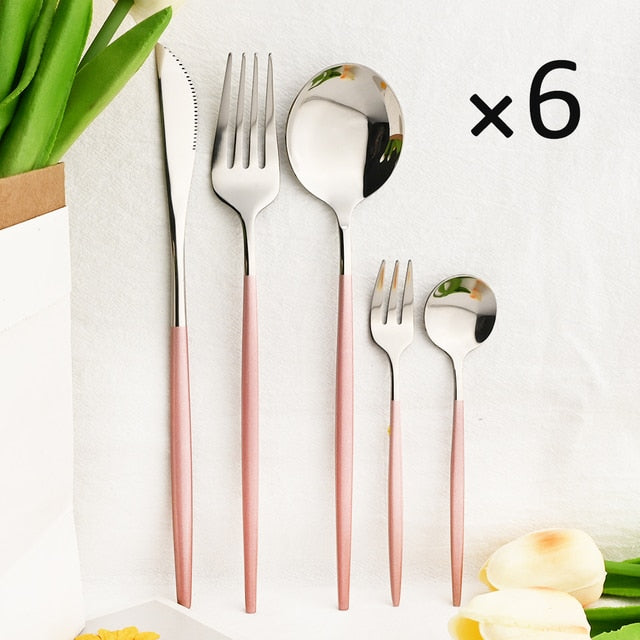 30Pcs Dinnerware Set Flatware Cutlery Set Stainless Steel Tableware | Bowlift