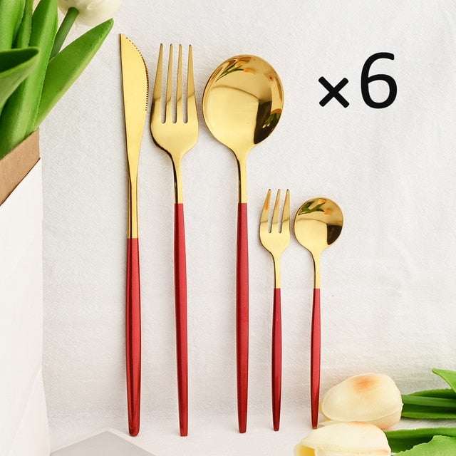 30Pcs Dinnerware Set Flatware Cutlery Set Stainless Steel Tableware | Bowlift
