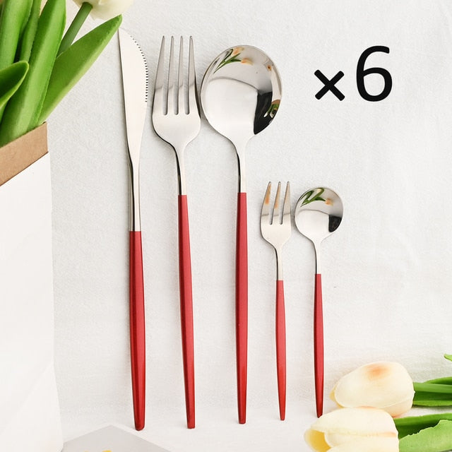 30Pcs Dinnerware Set Flatware Cutlery Set Stainless Steel Tableware | Bowlift