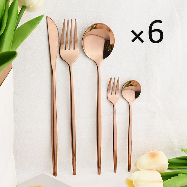 30Pcs Dinnerware Set Flatware Cutlery Set Stainless Steel Tableware | Bowlift