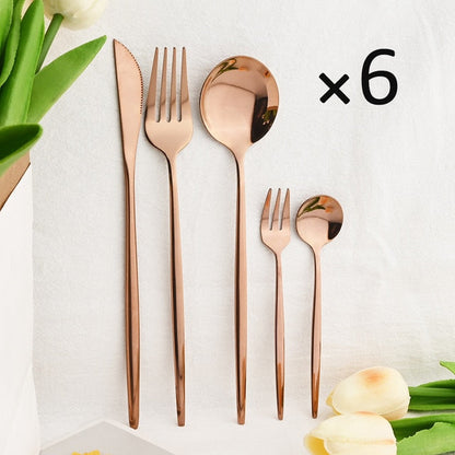 30Pcs Dinnerware Set Flatware Cutlery Set Stainless Steel Tableware | Bowlift