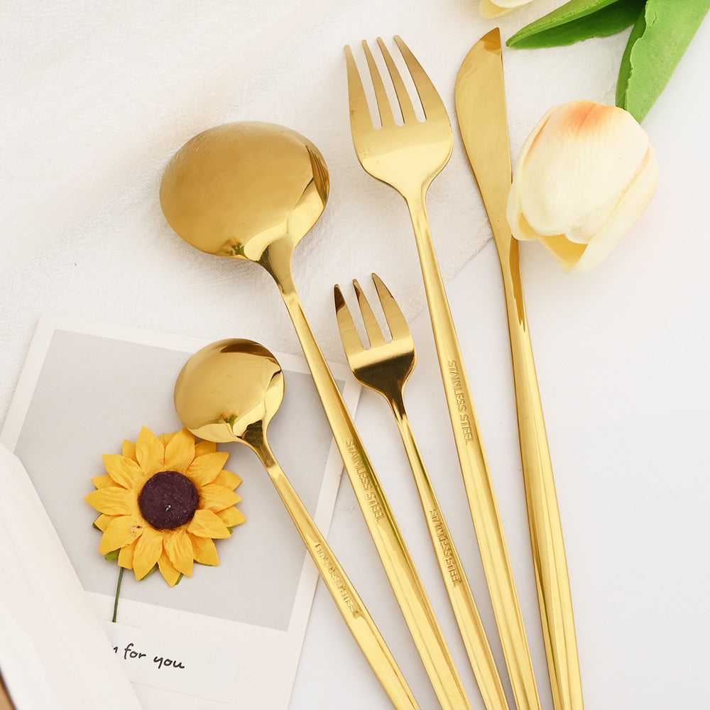 30Pcs Dinnerware Set Flatware Cutlery Set Stainless Steel Tableware | Bowlift