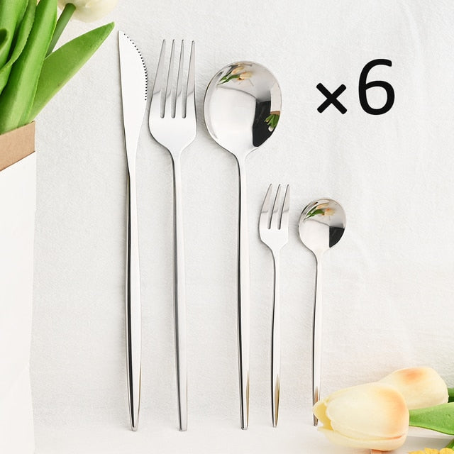 30Pcs Dinnerware Set Flatware Cutlery Set Stainless Steel Tableware | Bowlift