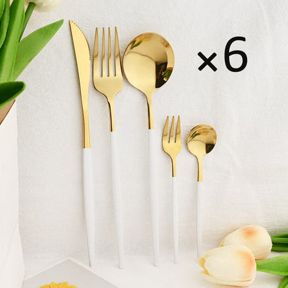 30Pcs Dinnerware Set Flatware Cutlery Set Stainless Steel Tableware | Bowlift