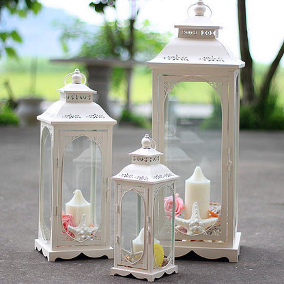 Antique-Style Metal and Glass Lantern Trio with Hinged Door and Carry Ring Acalora