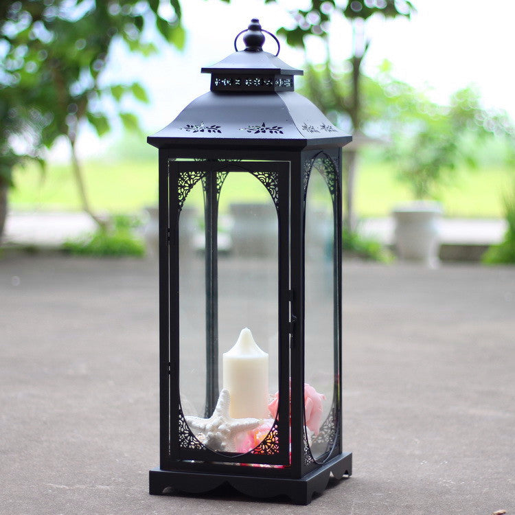 Antique-Style Metal and Glass Lantern Trio with Hinged Door and Carry Ring Acalora