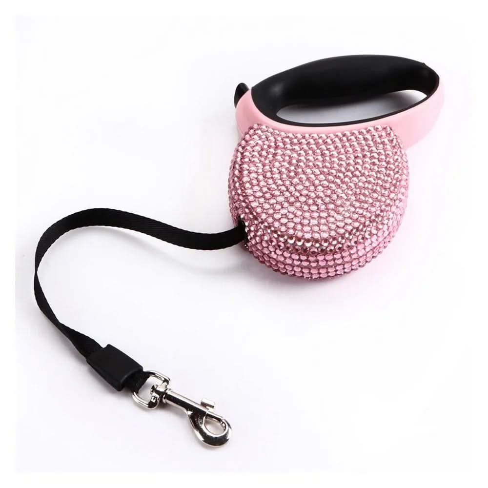 Luxurious, retractable leash with rhinestones for small dogs and cats