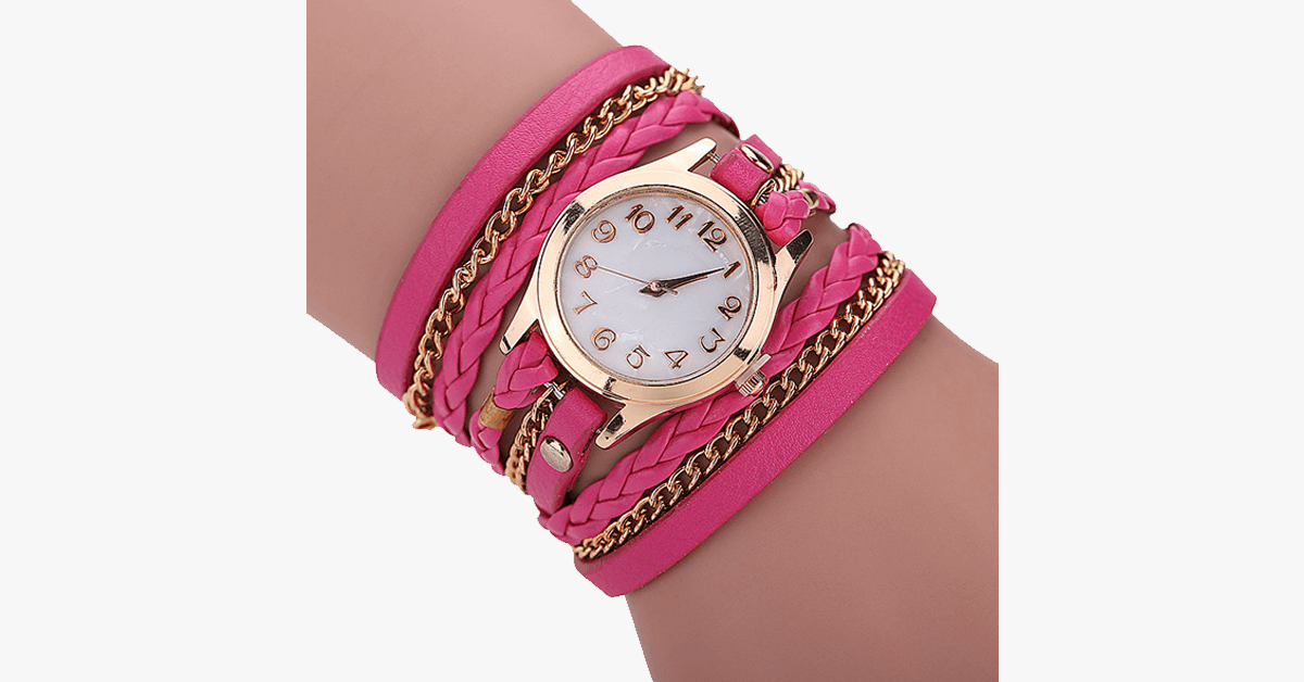Quartz watch with a golden dial and a striking bracelet – designed to enhance your casual look