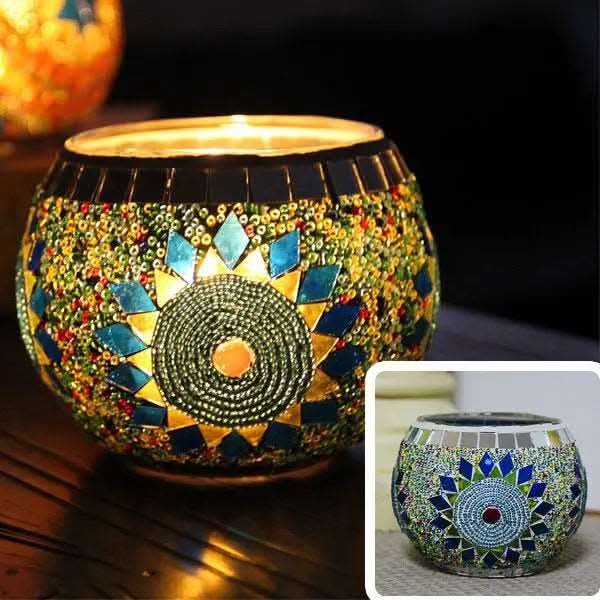 Skanto | Mosaic Glass Candle Holder for Home Decor
