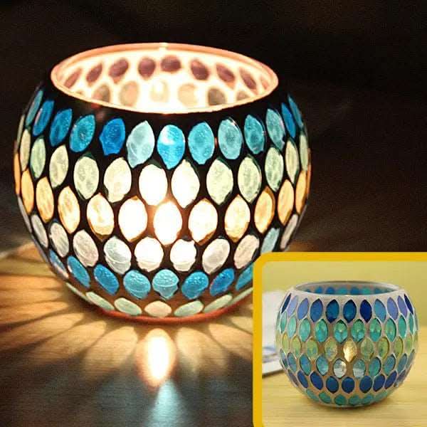 Skanto | Mosaic Glass Candle Holder for Home Decor