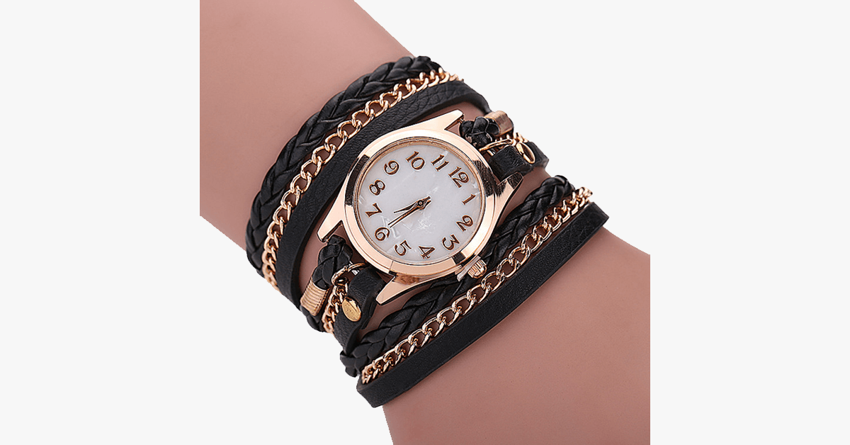 Quartz watch with a golden dial and a striking bracelet – designed to enhance your casual look