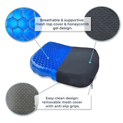 PressureFree Orthopedic Gel Seat Cushion – Breathable Honeycomb Design for Tailbone and Back Pain Relief | Skanto