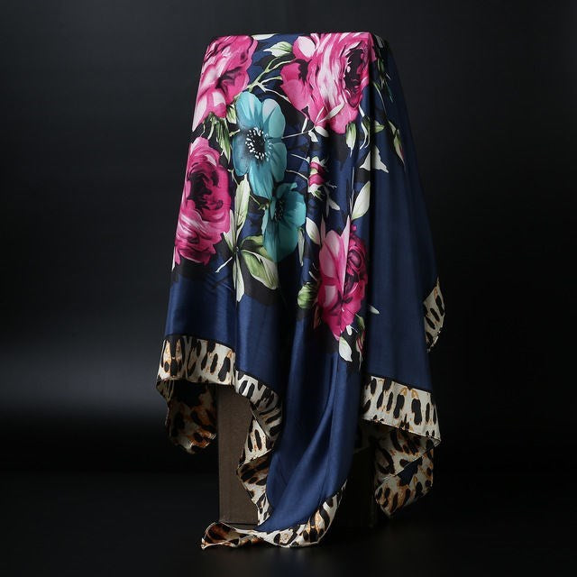 Skanto Skanto | Large Square Scarf Simulated Silk Scarf Versatile Scarf Scarf
