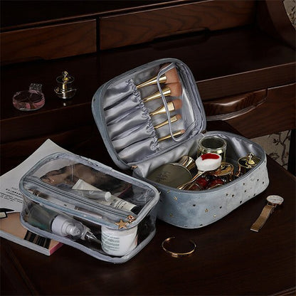 Skanto | Large Capacity Velvet Cosmetic Bag + Wash Bag