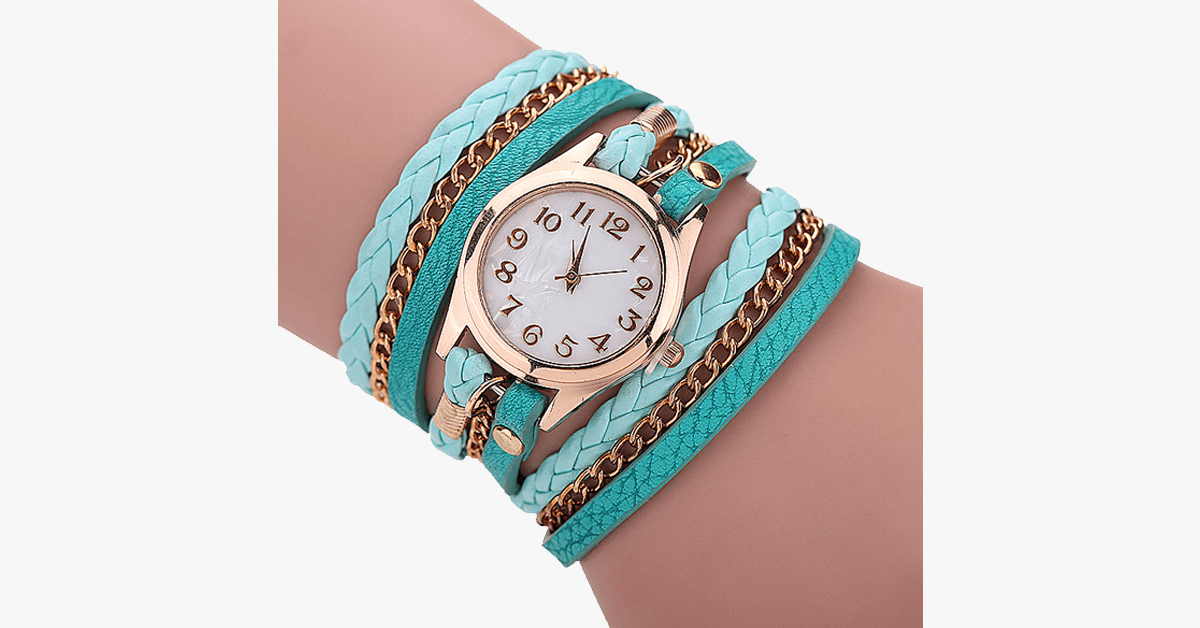 Quartz watch with a golden dial and a striking bracelet – designed to enhance your casual look