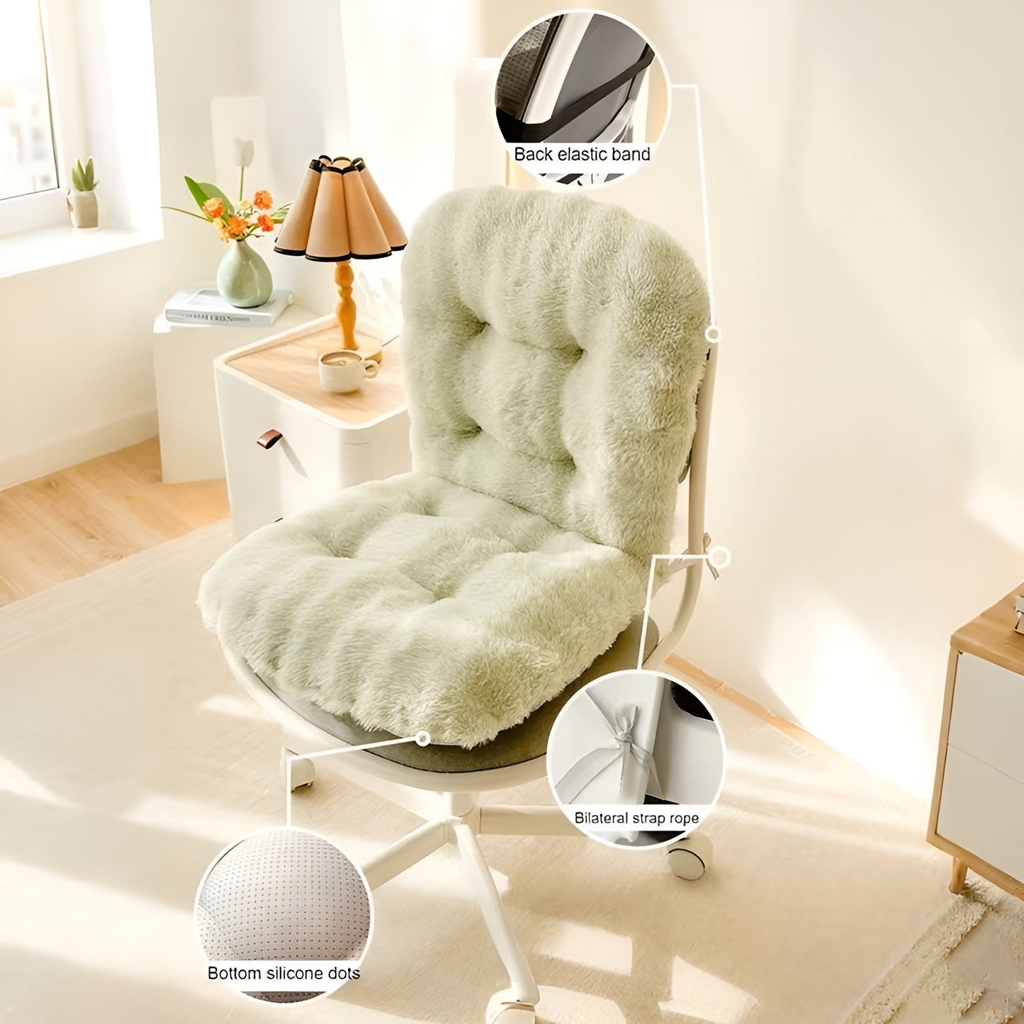 Soft faux fur seat cushion – extra thick and cozy | Perfect for armchairs and sofas