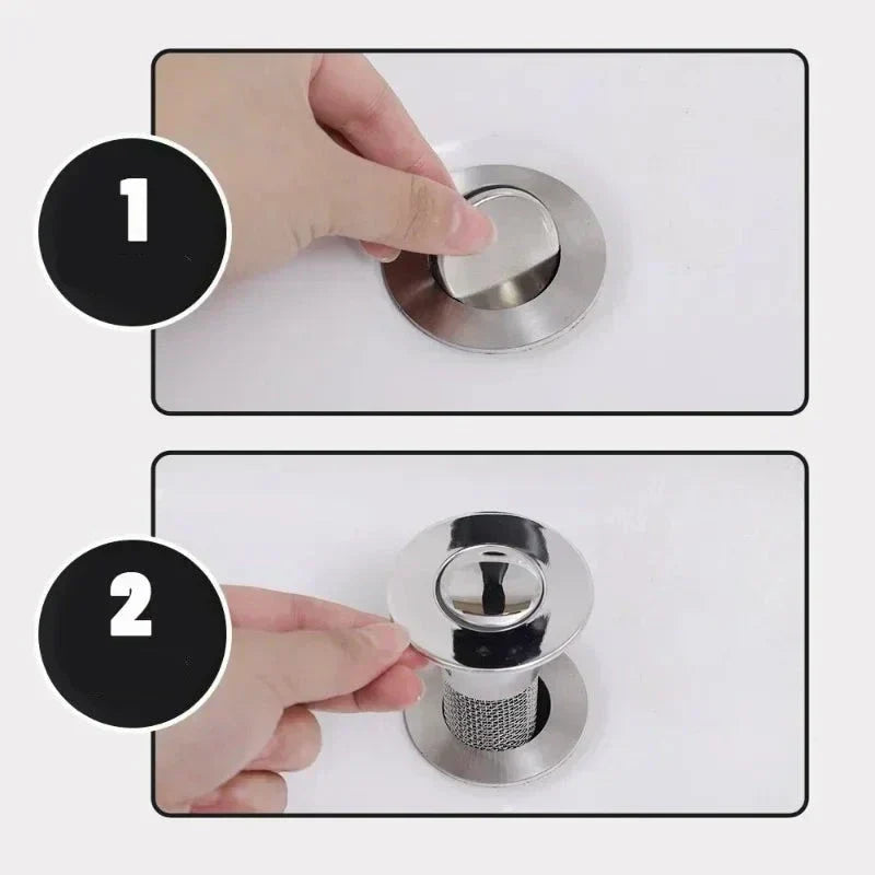 Stainless Steel Drain Filter with Hair Catcher – Stainless Steel Strainer for Kitchen and Bathroom, Clog-Free | Brehn
