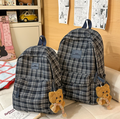 Checked Patterned Casual School Backpack Kalsten