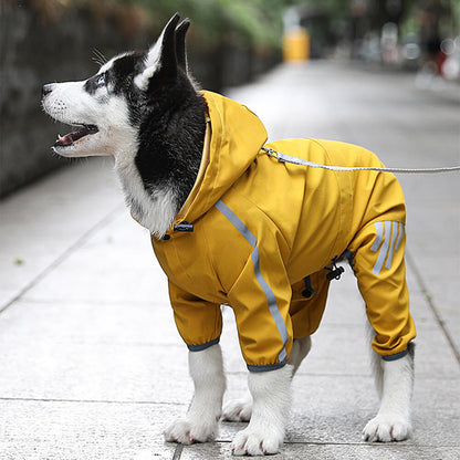 Skanto | Stylish Waterproof Adjustable Reflective Stripe Dog Raincoat with Hood