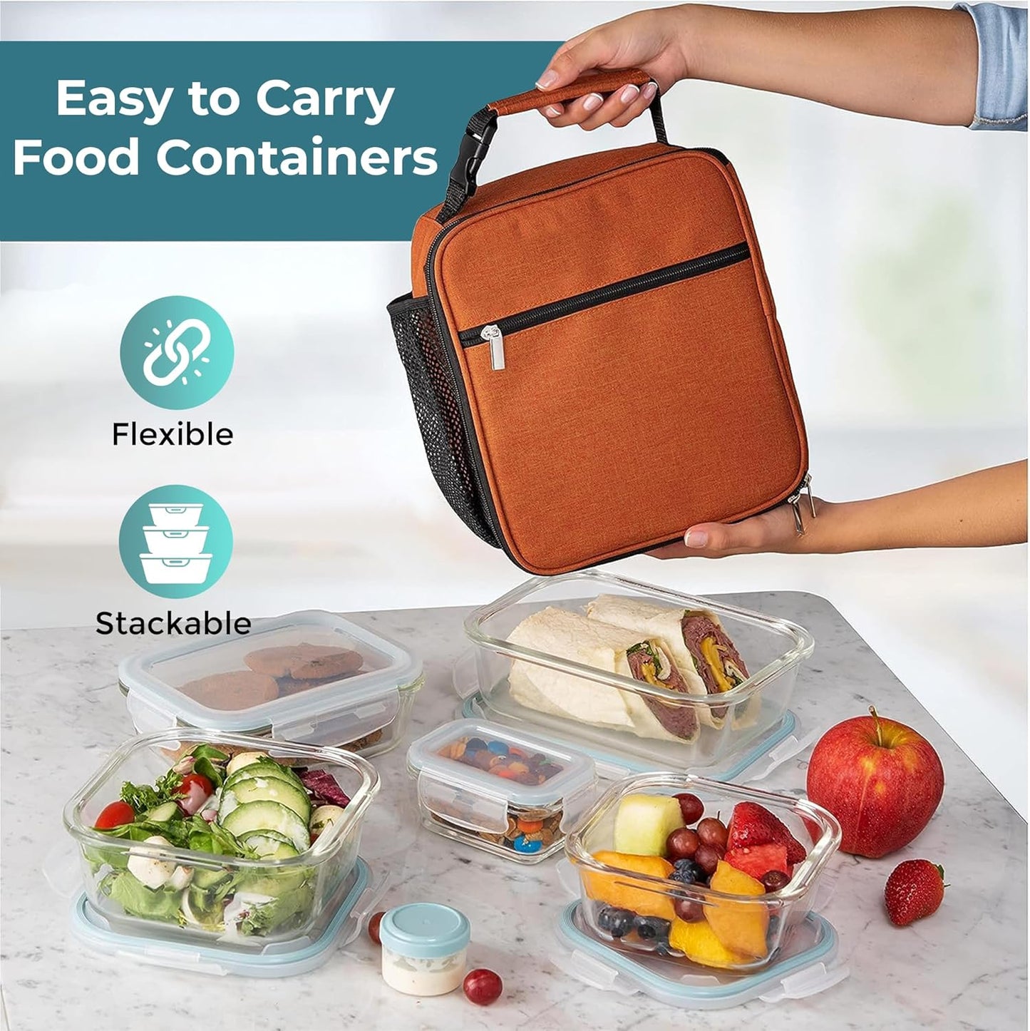 BowLift | 8-piece set of glass food storage containers with lids