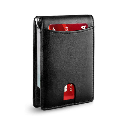 BowLift | Men’s Slim RFID Wallet | Leather Card Holder | Black