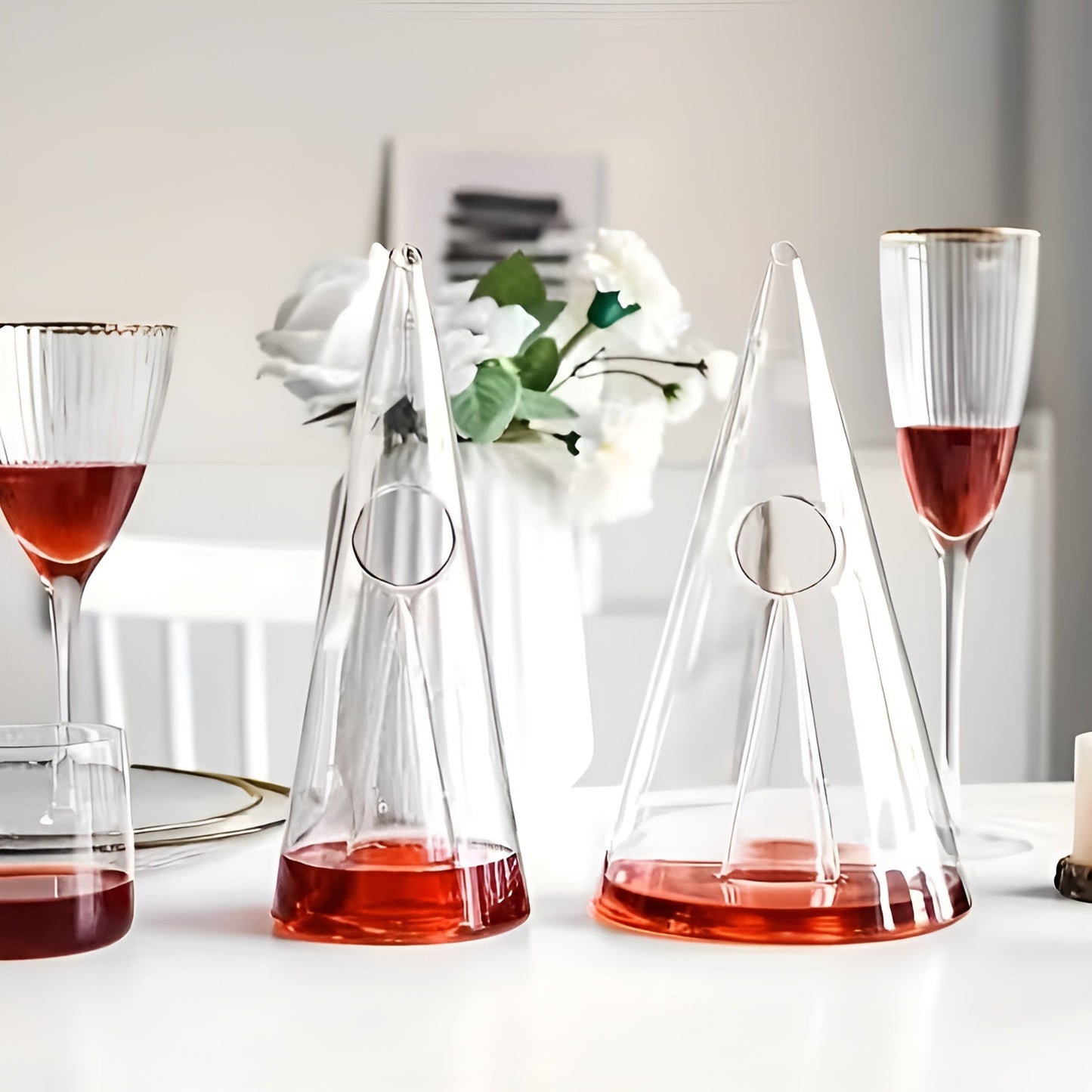 Glass Wine Decanter – Stylish and Elegant | Perfect for Aerating Red Wine at Dinners and Parties | Bowlift