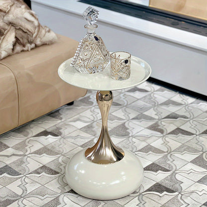 Modern side table with ceramic base and metal legs – 55 cm high | Skanto