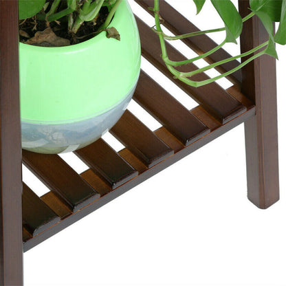 Skanto | 2 Tier Tall Plant Stand Pot Holder Small Space Table Garden Flower Pot Brown