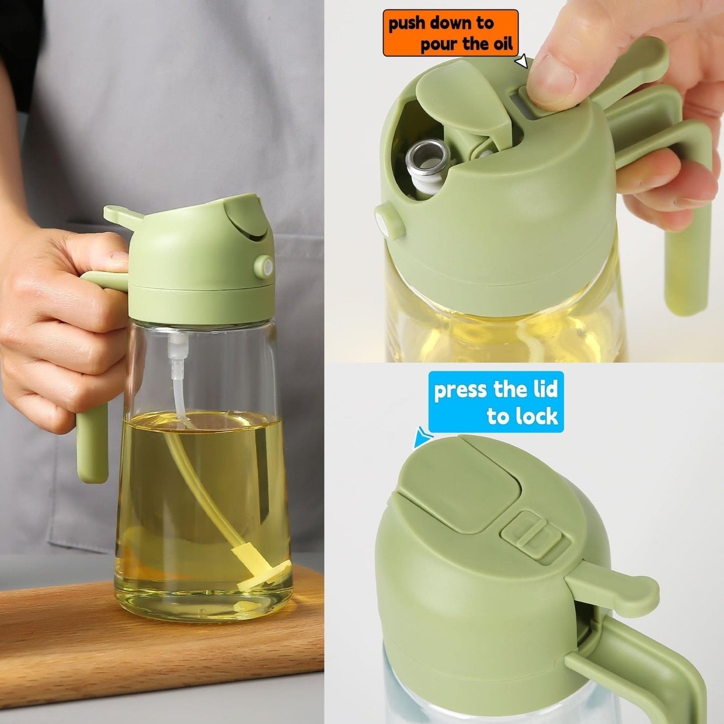 Skanto | 2-in-1 Oil Dispenser Bottle | Oil Pumps & Dispensers | Healthy Cooking