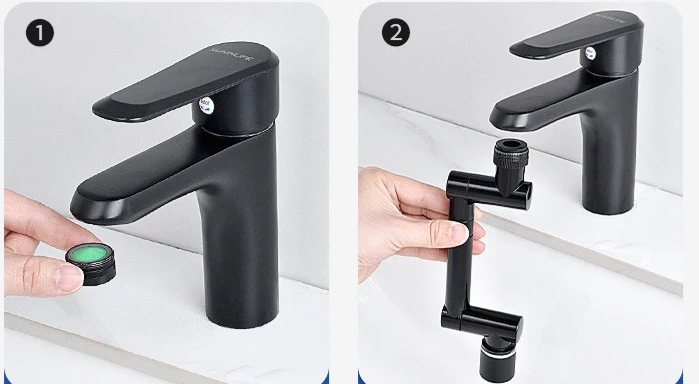 FlexiFlow 360° rotatable and pull-out faucet head Karnz