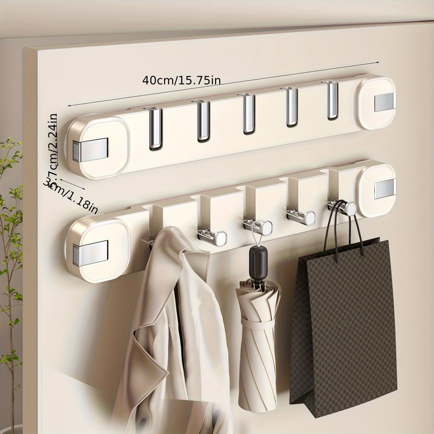 BowLift | Wall Hook Panel Without Drilling – OrganiserenPlus Hidden 5-Hook Rack