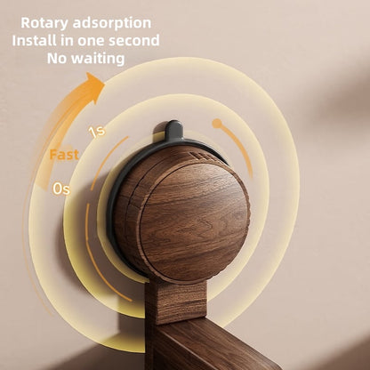 Walnut Wood Toilet Paper Holder – No-Drill with Suction Cup | Karnz