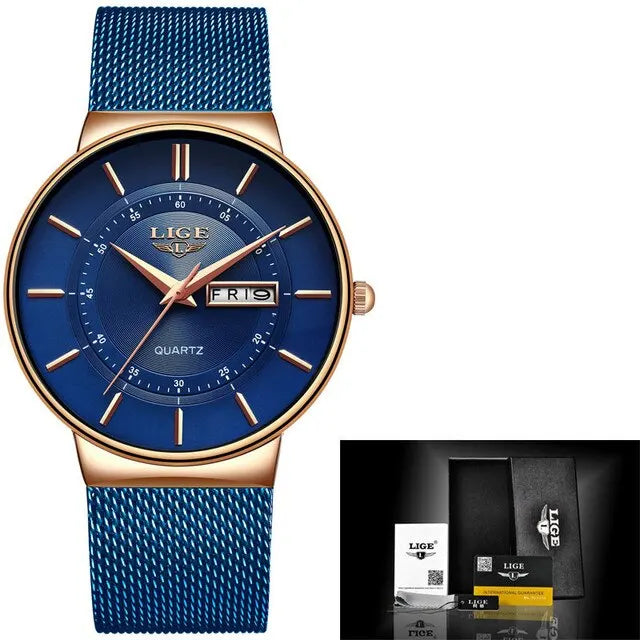 Skanto | Luxury Men's Ultra-Thin Waterproof Stainless Steel Quartz Watch – Elegant Date Display Sport Wristwatch