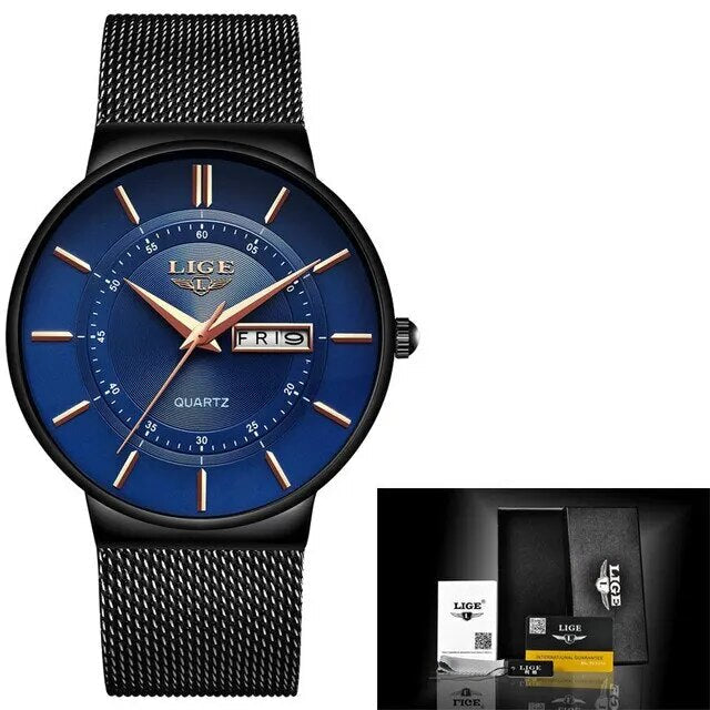 Skanto | Luxury Men's Ultra-Thin Waterproof Stainless Steel Quartz Watch – Elegant Date Display Sport Wristwatch