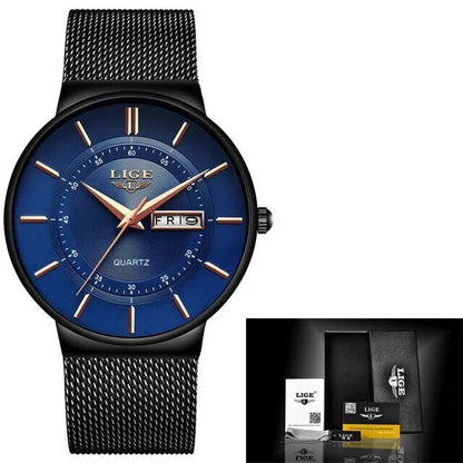 Skanto | Luxury Men's Ultra-Thin Waterproof Stainless Steel Quartz Watch – Elegant Date Display Sport Wristwatch