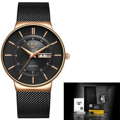 Skanto | Luxury Men's Ultra-Thin Waterproof Stainless Steel Quartz Watch – Elegant Date Display Sport Wristwatch