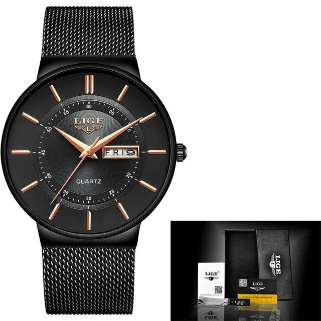 Skanto | Luxury Men's Ultra-Thin Waterproof Stainless Steel Quartz Watch – Elegant Date Display Sport Wristwatch