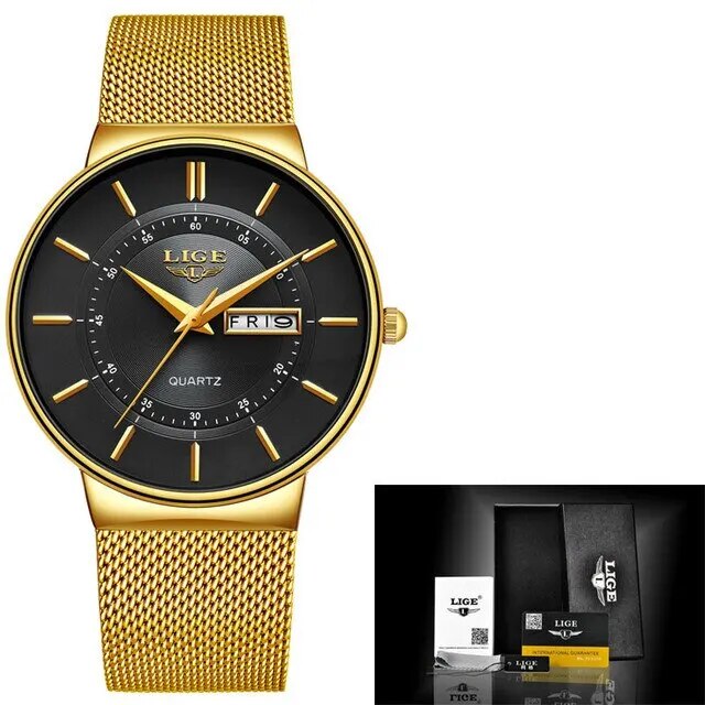 Skanto | Luxury Men's Ultra-Thin Waterproof Stainless Steel Quartz Watch – Elegant Date Display Sport Wristwatch