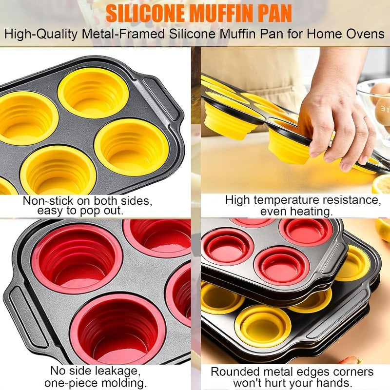 BowLift | Press-Release Silicone Muffin Pan with Sturdy Metal Frame