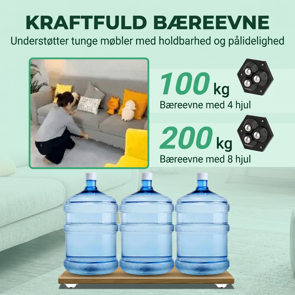 TriGlide 360° Furniture Castors with Ball Bearings | Karnz