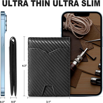 BowLift | Men’s Slim RFID Wallet | Leather Card Holder | Black