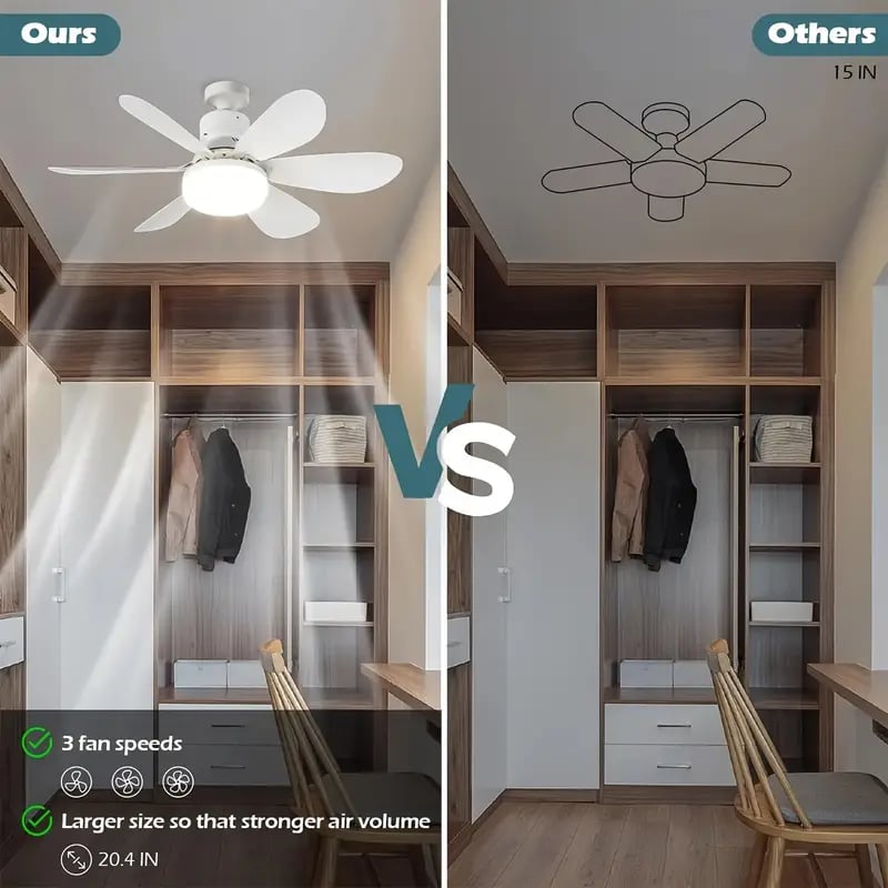 BowLift | 2-IN-1 PORTABLE CEILING FAN & LIGHT with Remote Control