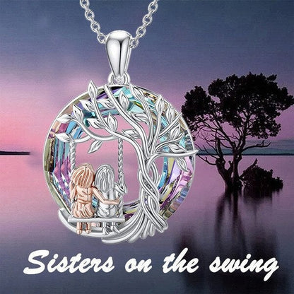 BowLift | Tree of Life Sister on the Swing Cry-stal Pendant Necklace